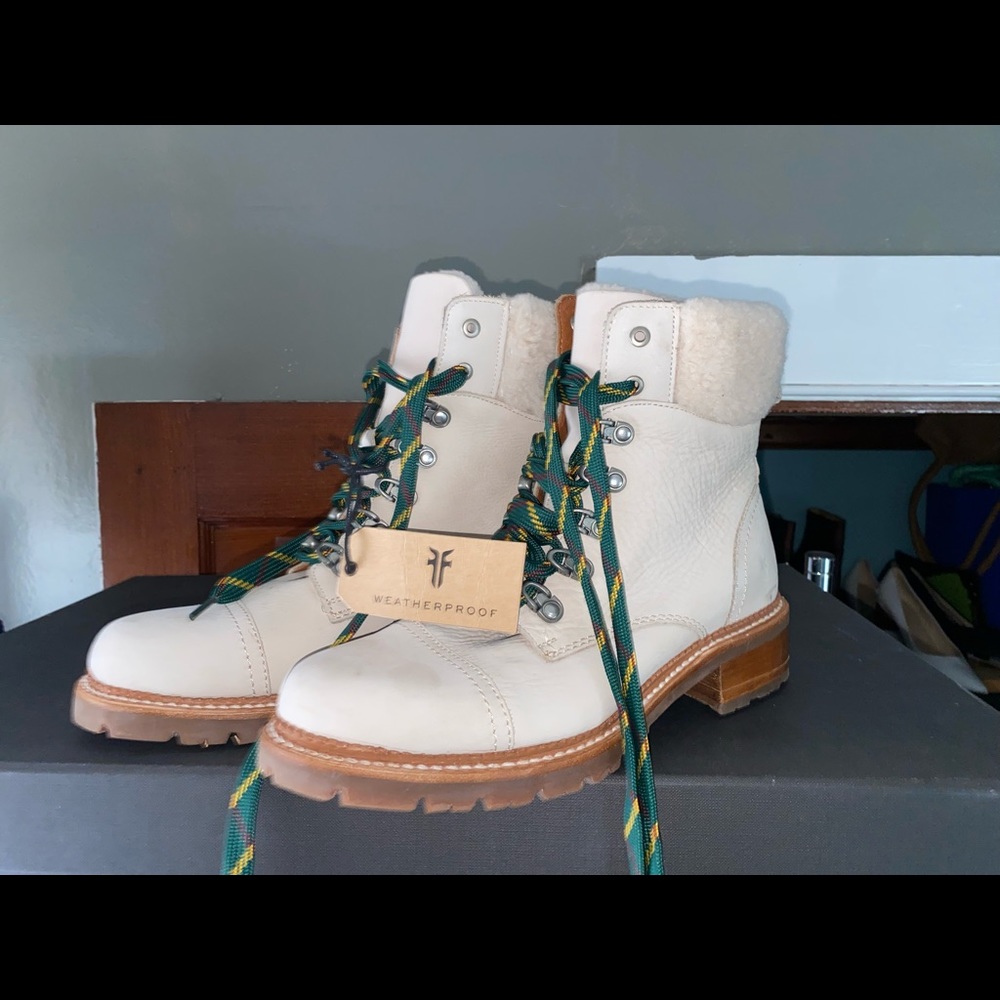 Frye Samantha Hiker Boots - Cream/Ivory Womens 8.5